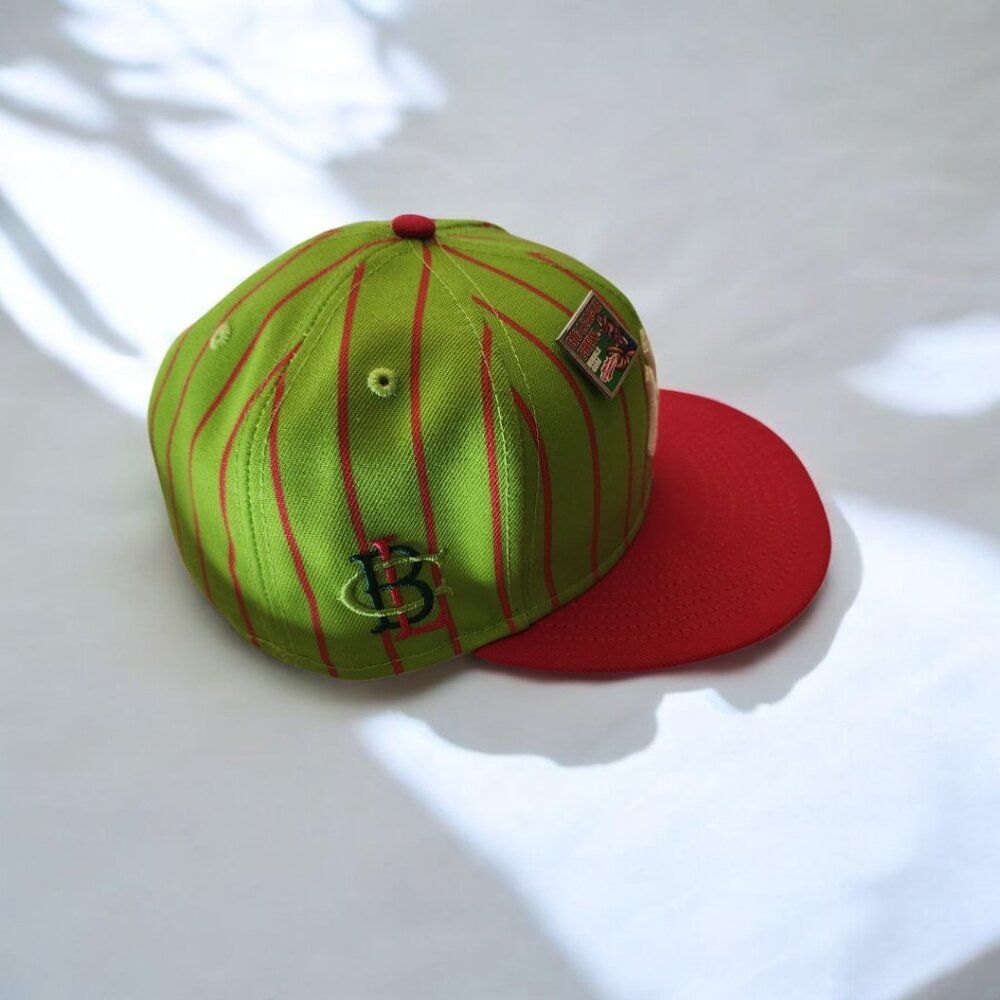 New Era NY Yankees Big League Chew Pinstripe Hat 7 1/2 Green Red Cap - Picture 4 of 10